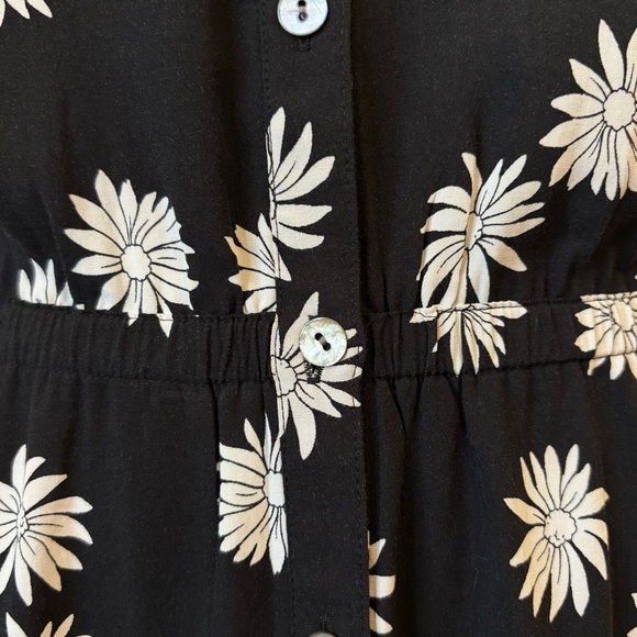 J. Jill Daisy Print Ruffle Hem Short Sleeve Midi Flowy Dress Small (No Belt) - Picture 7 of 11